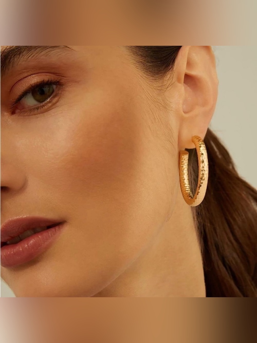 Gold Plated Textured Hoop Earrings